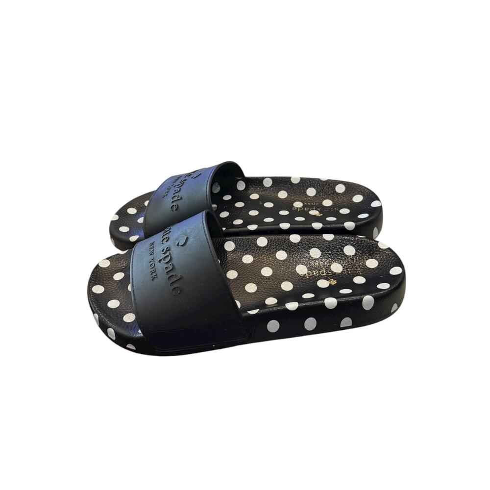 Kate Spade Sunny Black White Polka Dot Slide Sandals Womens 7B EU 37.5 - Picture 3 of 7